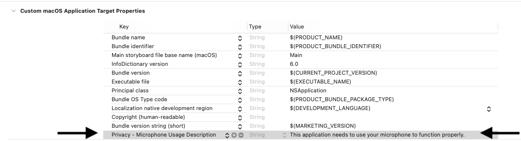 Adding custom audio permissions message