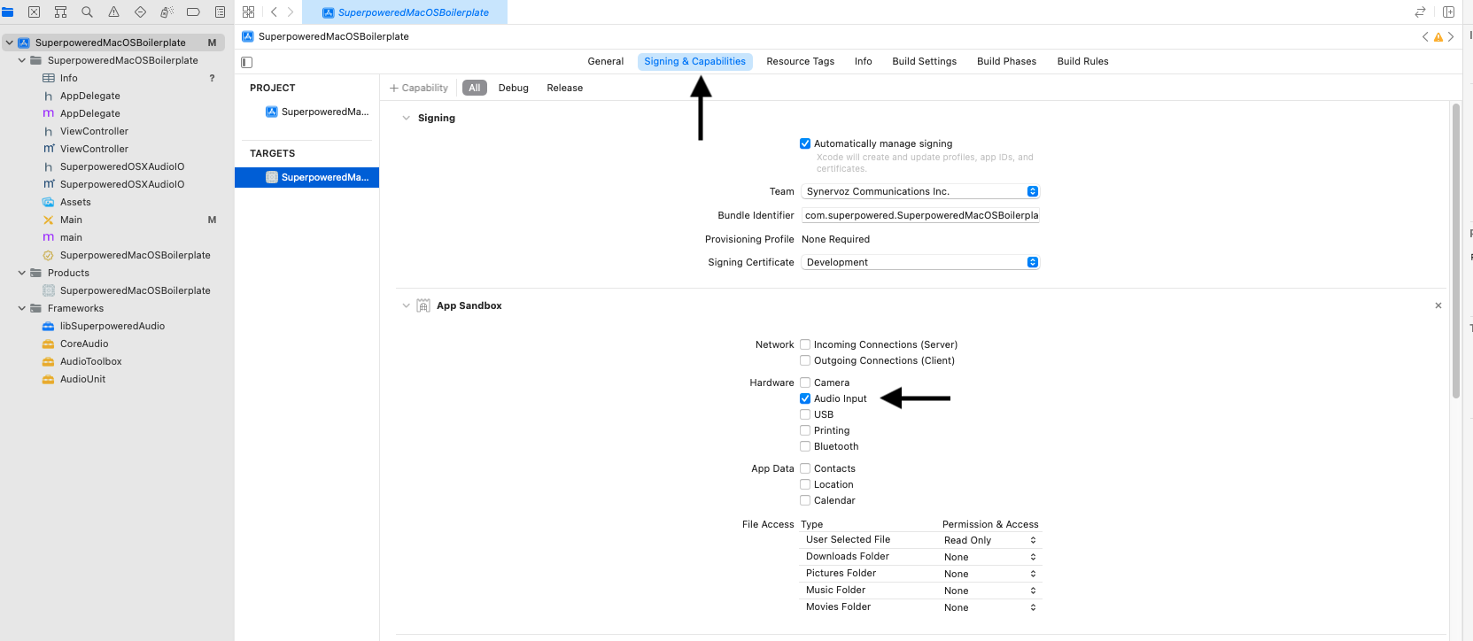 Adding sandbox permissions