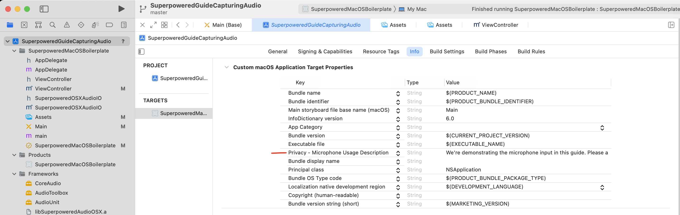 Capturng audio info.plist